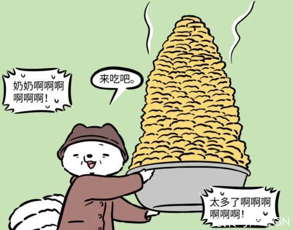 老人家|非人哉：九月奶奶怕孙女饿着，准备了一堆好吃的，撑得他们翻白眼