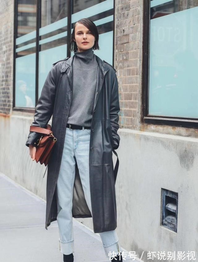 直筒裤 最近火了一种“显高穿法”，叫“大衣+九分裤”，最适合小个子！