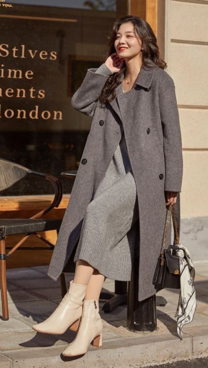 长筒靴|冬天穿“小白靴”更惊艳,显瘦耐看还减龄,配大衣美极了!