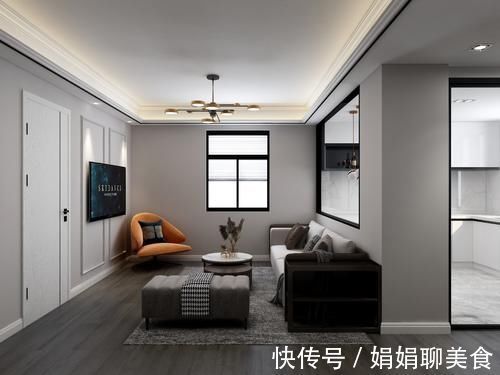 客厅|一扇玻璃窗打通客厅和厨房，80㎡现代婚房如此“偷光”，爱了