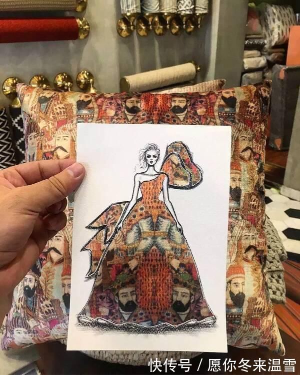 印花!这才是灵魂插画师!手绘图只画一半也惊艳,这衣服效果比高定还美