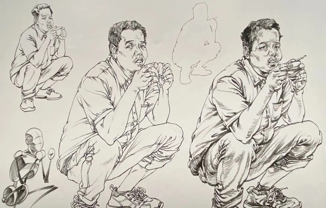 衣褶$你画的蹲姿动态速写是不是很容易“扑街”?