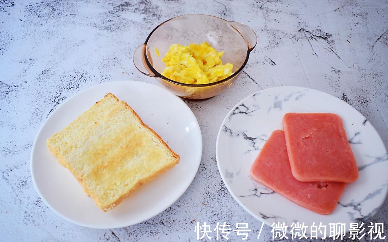 吐司片|香浓可口的火腿蛋三明治,营养满满,制作简单