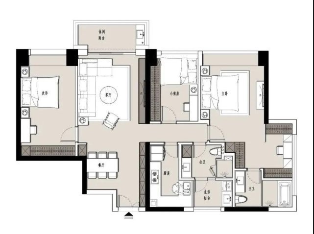 元气满满|143平现代风四居室着北欧轻奢格调,简约清爽而不简单