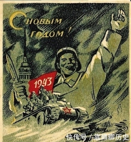 波波|四十年代苏联新年贺卡 圣诞老人手持波波沙冲锋枪