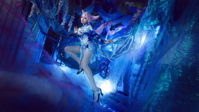 半遮面|cos：貂蝉猫影幻舞 镜之花 水中月 弦声起 半遮面