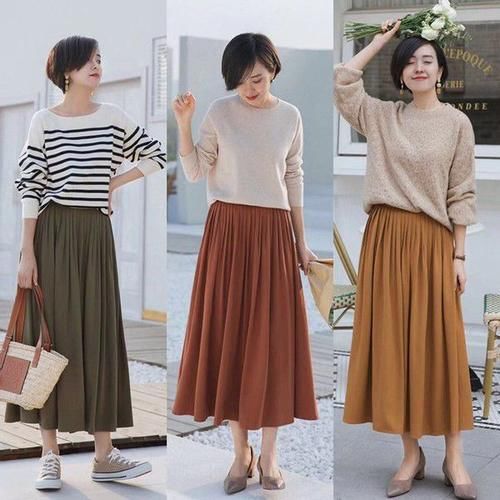 半身裙 温婉贤淑的成熟女人穿搭!毛衣+裙子,讲求的是舒适自然