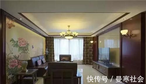 新中式|140平新中式大宅,好喜欢牡丹花画背景墙,雍容富贵,沉稳大气