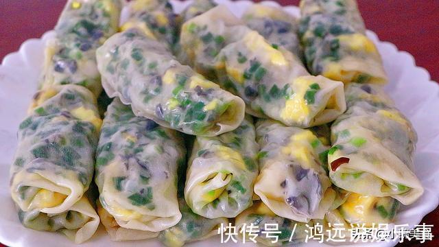 韭菜卷|10分钟懒人早餐,1把韭菜5个鸡蛋,不和面不揉面,薄皮大馅超解馋