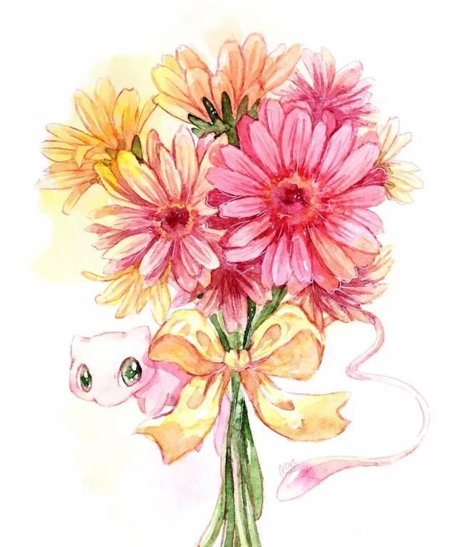 雪拉比|“画风清新”的精灵宝可梦插画,沙奈朵如天使,雪拉比如仙子!