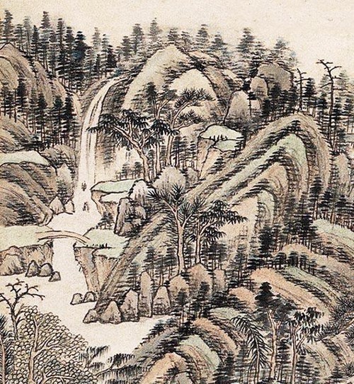 秋水芙蓉|过于重视装饰性风格的一幅山水,你怎么看,王时敏绘《苍岩雨色》