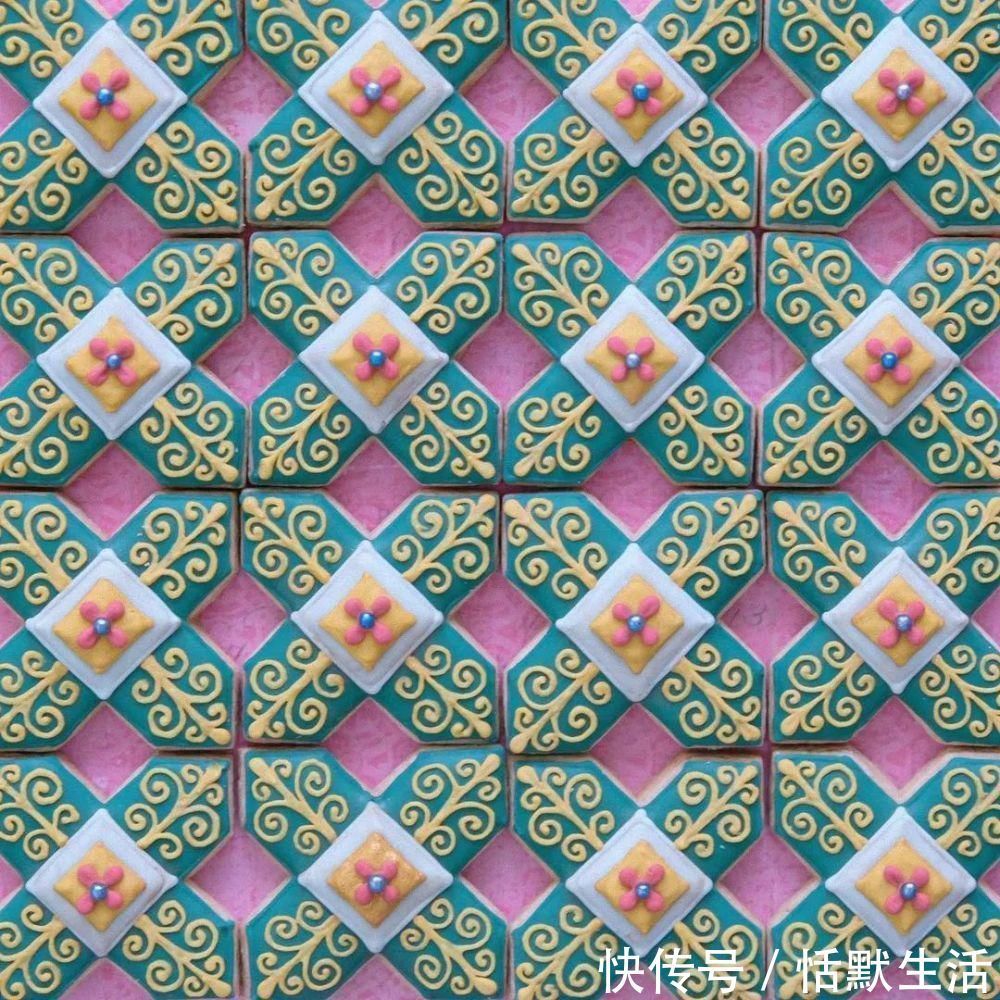 饼干|美到舍不得吃！甜品师手作花砖饼干，救救老夫的少女心！