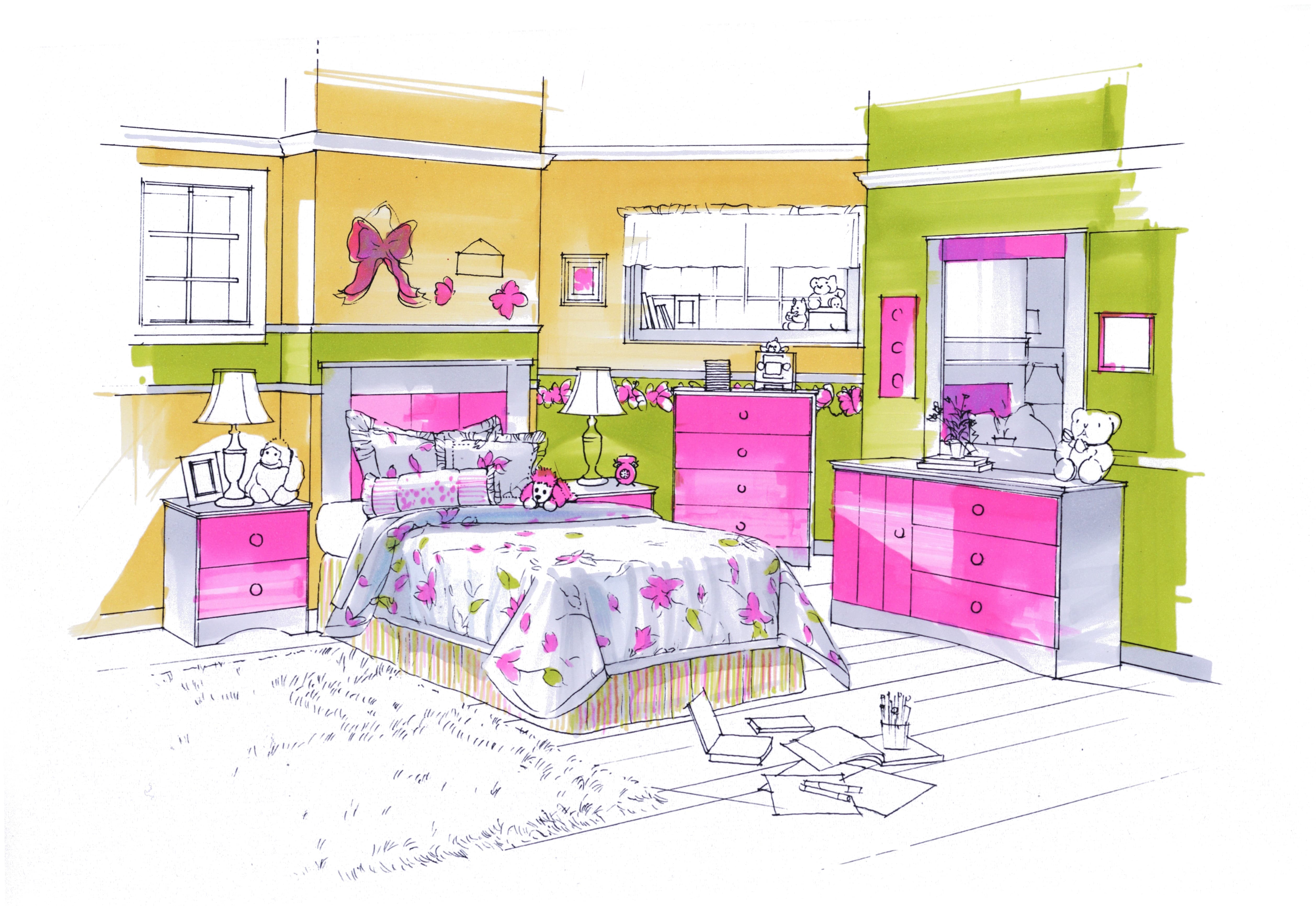 g05!马克笔上色训练,儿童房空间表达|第五课