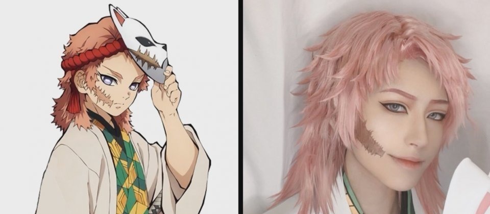 阿柒|鬼灭之刃COS:祢豆子惹人怜爱,伊之助肌肉感十足,漫迷们裂开了