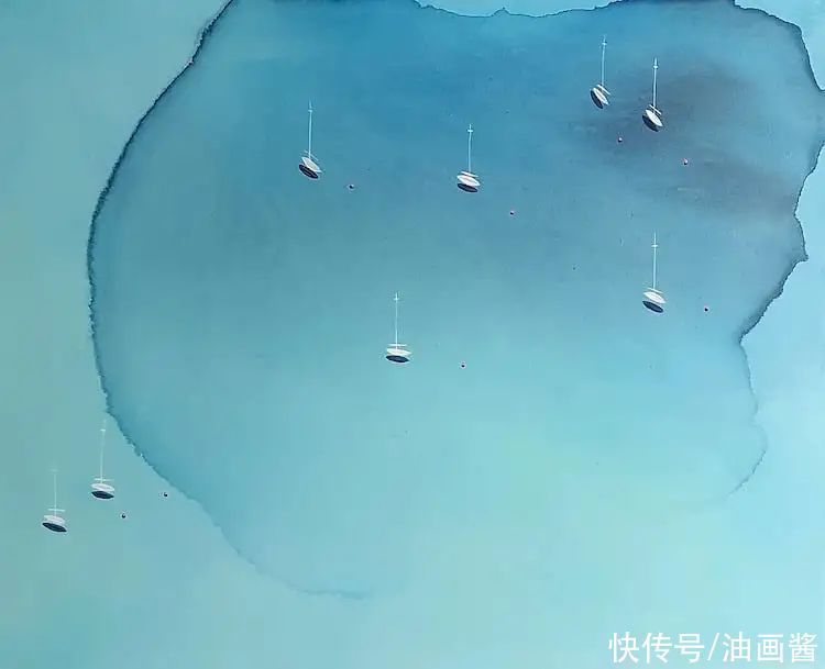 尤莉娅!她的画只有一滩稀薄的蓝色,简单到了极致,同时也美到了极致