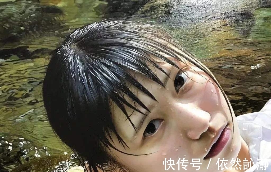 放大20倍@日本画家一幅水中少女,放大20倍观赏,观众脸红了