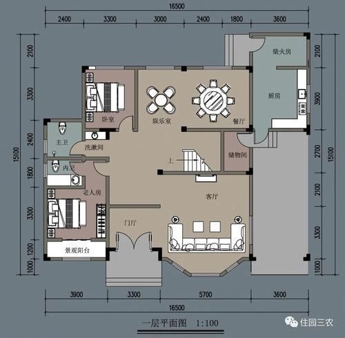 别墅|面宽16.5米，6室1厅带车库露台，农村老家盖套这样的房子好看又实用