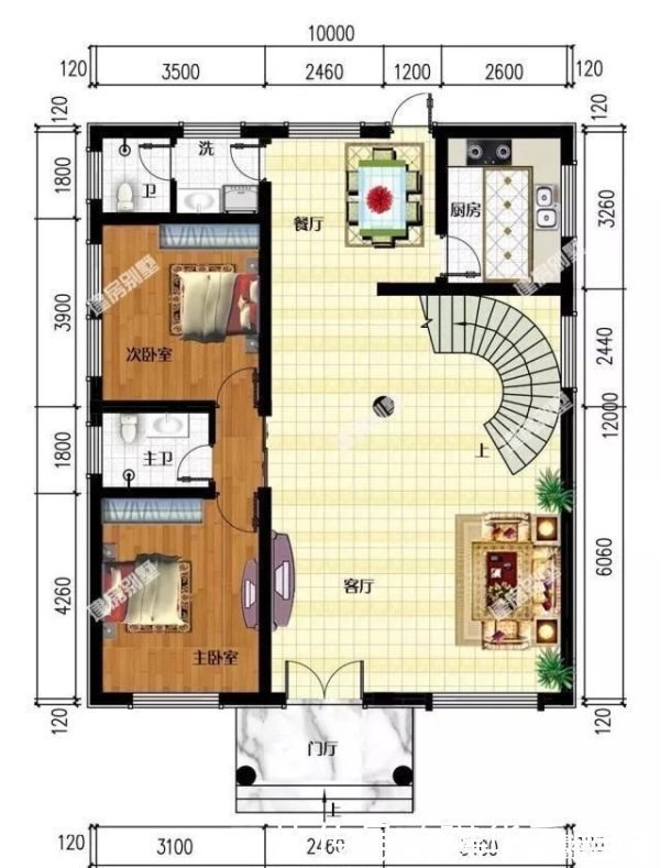 占地面积|3栋面宽10米的自建房，都用到弧形楼梯，乡村生活也会让人羡慕