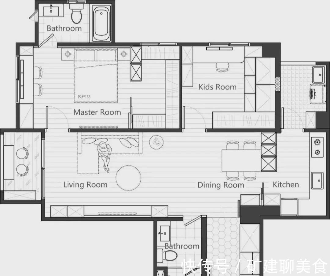 黑铁|套内仅73㎡,全屋堪称“教科书式”装修,日子过得清爽又干净!