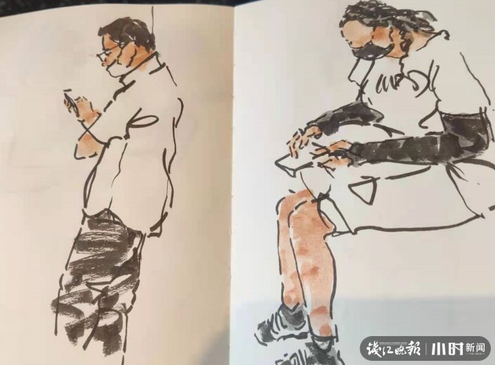 潘天寿&3年画了12000多幅!地铁早晚高峰上,他画了这些偶遇的人