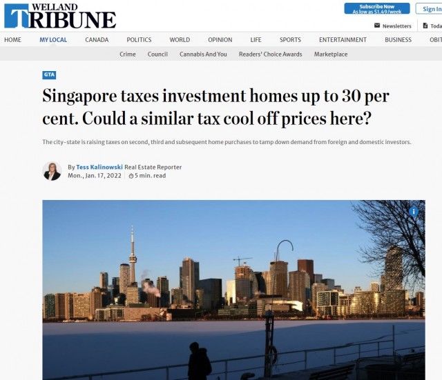 cochr加拿大研究要学新加坡对炒房征30%的税