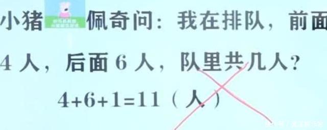 小猪佩奇|“我前4人后6人，一共有几人”？小学生答11被打叉，家长不服