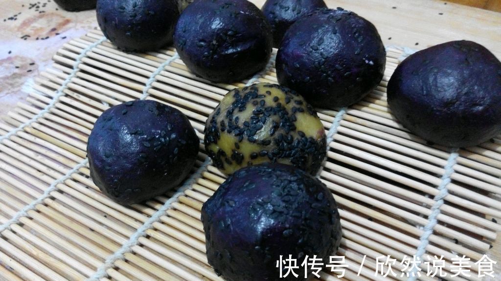 家庭版紫薯豆沙团，制作简单，美味好吃