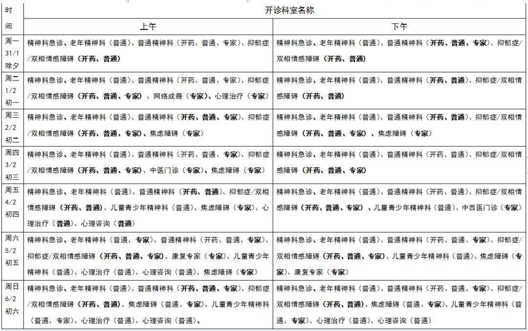 北京安定医院|北京安定医院2022年春节门诊出诊安排