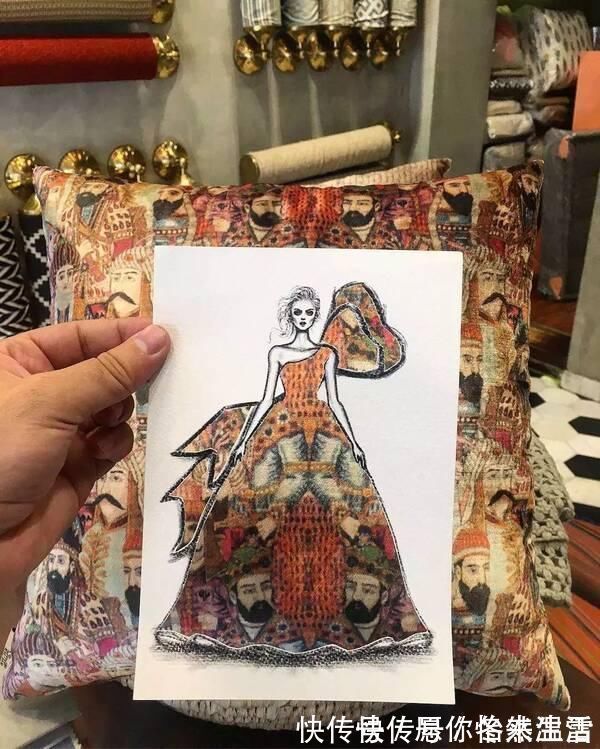 惊艳&这才是灵魂插画师!手绘图只画一半也惊艳,这衣服效果比高定还美