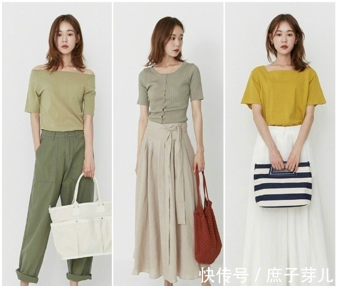 穿搭 夏季气质感穿搭指南!姜黄色T恤配白色高腰裙明媚减龄,淑女知性