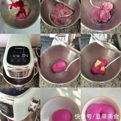 火龙果豆沙包，好看又好吃，做法简单