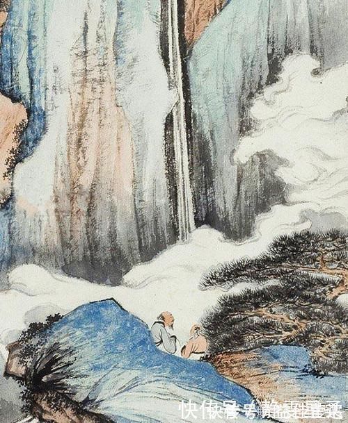 诗仙李白#拨云寻古道,倚石听流泉,郑午昌绘《李白诗意图》