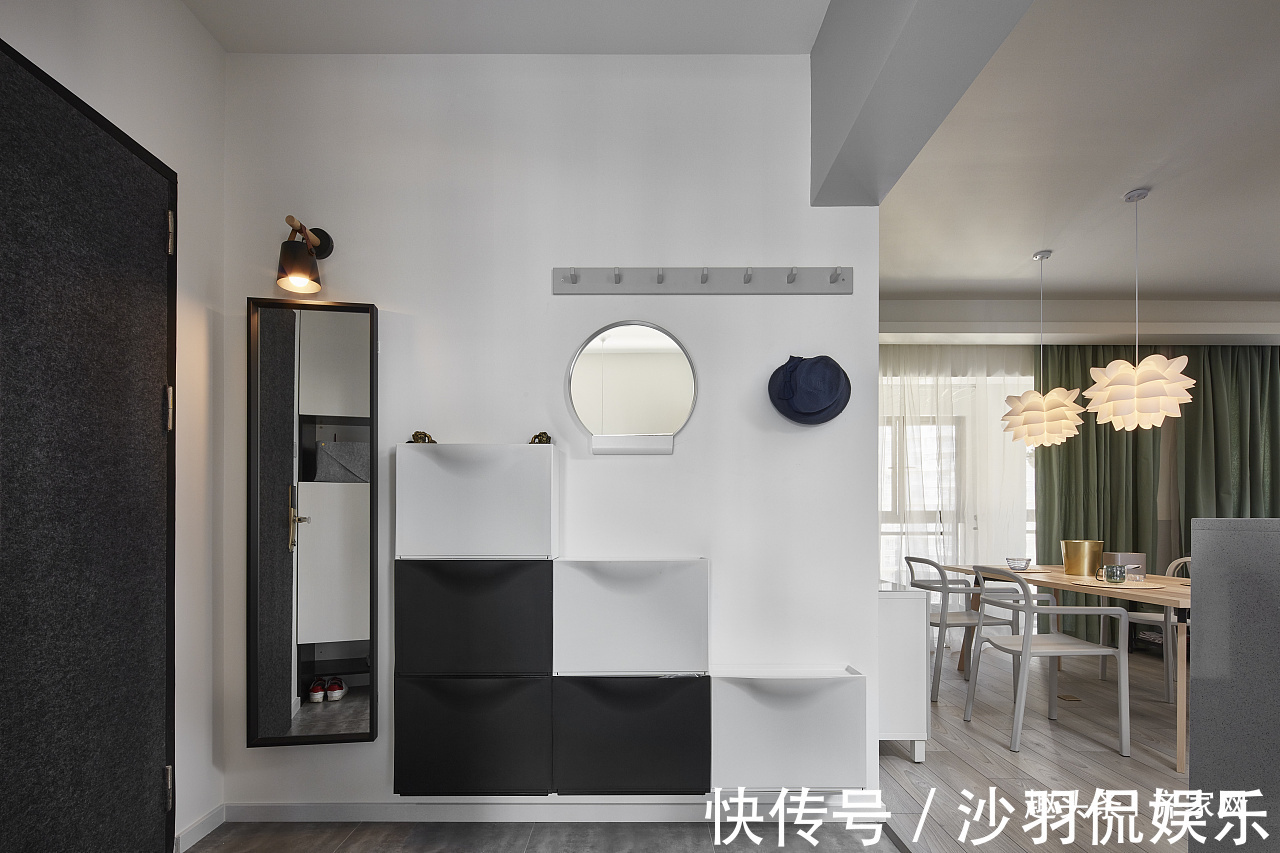 全身镜|北欧风格三居,玄关全身镜和储物空间,美感与实用的结合!