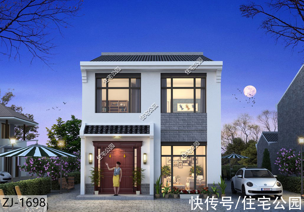 户型|7米面宽也能建中式，这个户型太赞了，阳光房配电梯超有面子