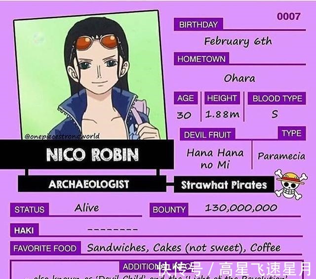 草帽海贼团|海贼王草帽团个人信息卡片公开,山治能力特殊,罗宾是理发师