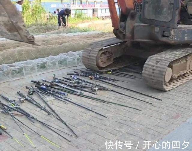 渔具|株洲集中销毁违规渔具，用挖机碾压，有人看到了自己的鱼竿