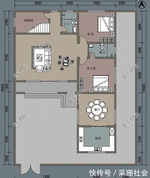 占地面积|房屋开间15米,进深25米左右,希望有院子、柴火厨房和杂物房,该怎么设计好?