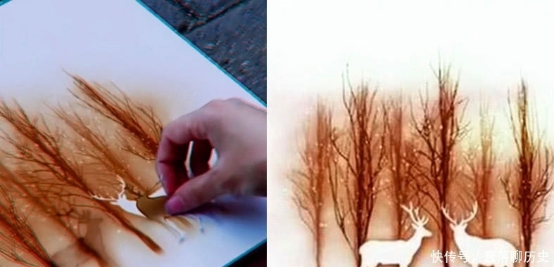 美术生有多神,不用颜料,不用画笔,直接用一把火烧出绝美画作!