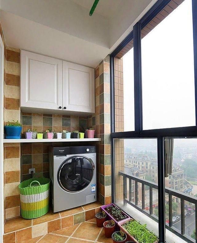 洗手台|阳台这样设计,洗衣机摆放整洁实用,不占用空间,适合大小户型