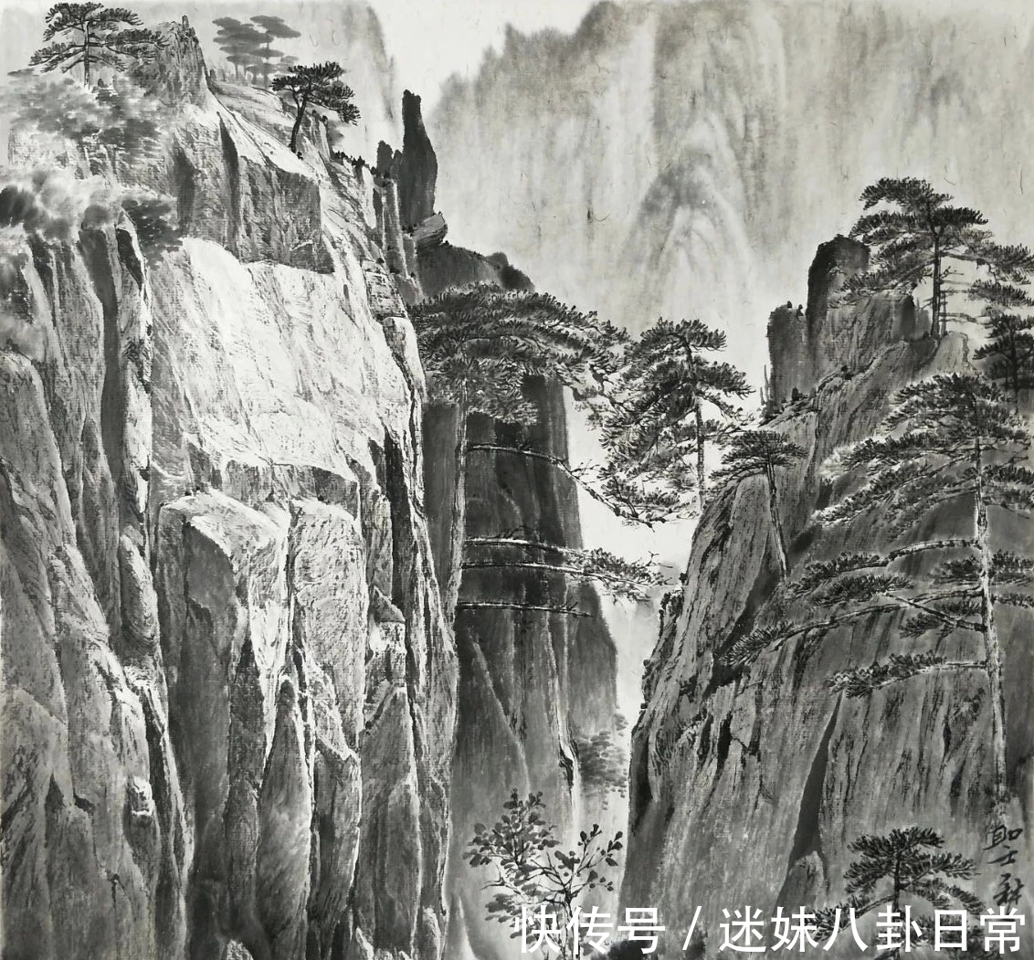 画家!一位青年画家的山水画很写实,有韵有境,不输西方风景画!