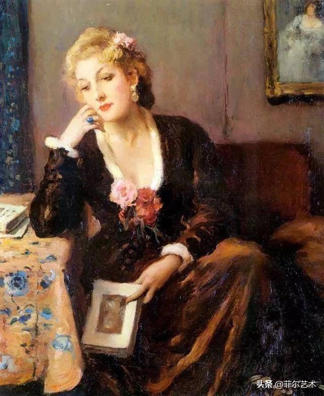 艺术家|艺术家弗尔南·图森特古典油画中的女人，精致高雅，飘逸风流