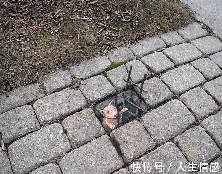 幸福的生活#可可爱爱的3D粉笔画,让无聊的街头变得妙趣横生,把路人都萌翻了