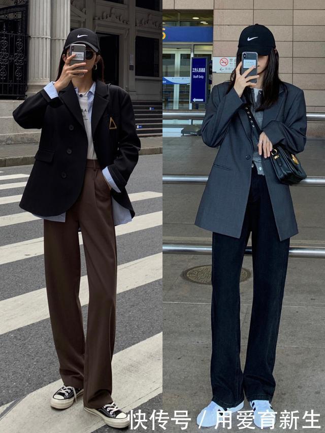 西装外套里面穿什么,跟着这位时尚博主学起来,这样穿气质太飒了