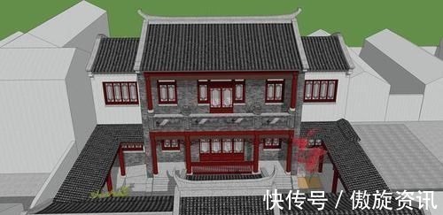 半山腰|喜庆的四合院设计,家里的宅基地小也可以盖,很适合农村