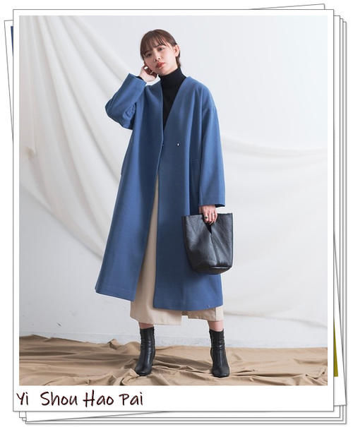  外套|适合40岁女人的无领大衣外套搭配示例！显简洁提气质