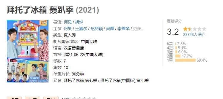 吳磊|7.9下降到3.2分,趙麗穎、吳磊、龔俊都無法挽救《拜冰7》