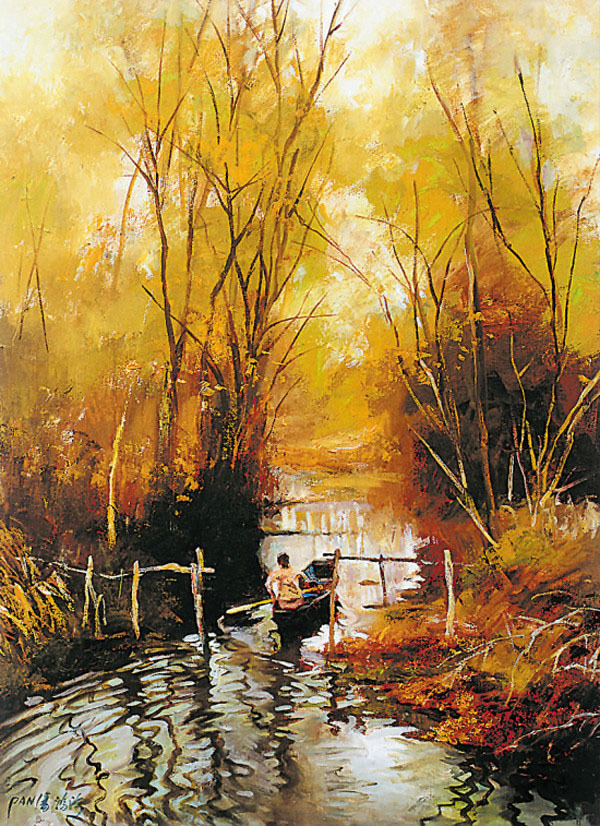 江南水乡#潘鸿海油画中的江南水乡,太有诗意了!