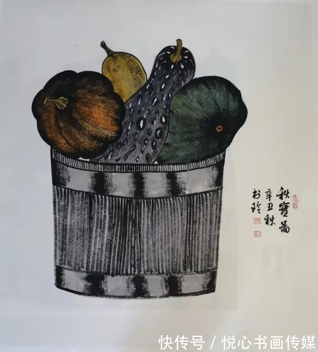 哈密瓜&河南省美协理事,著名瓜果画家史书玲国画作品欣赏
