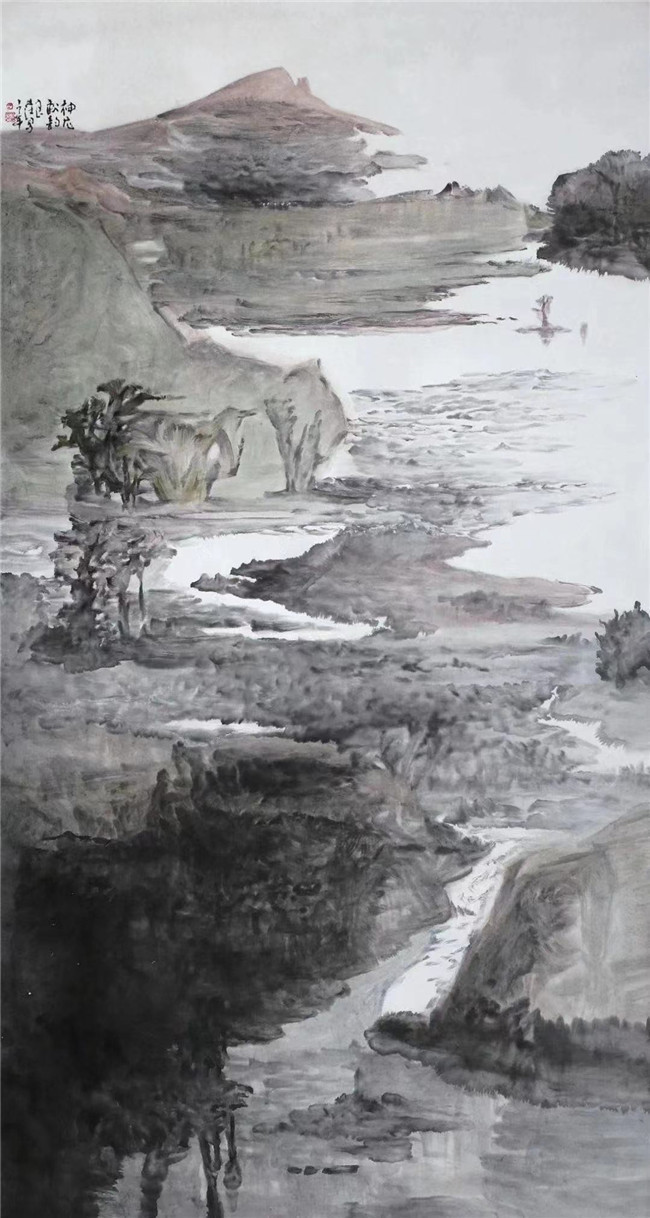 吴良@艺术鉴赏网:山水画名家吴良发“色墨混合”艺术构想