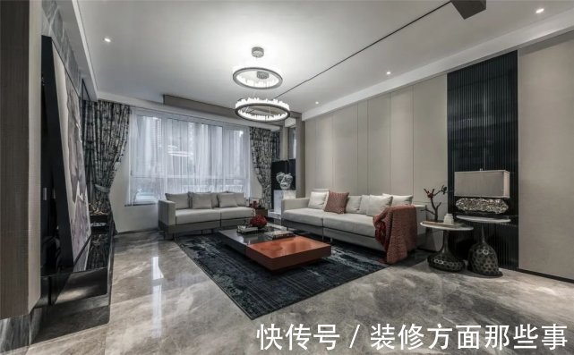 装饰|125㎡现代中式,稳重空间一抹红,点亮空间端庄感!